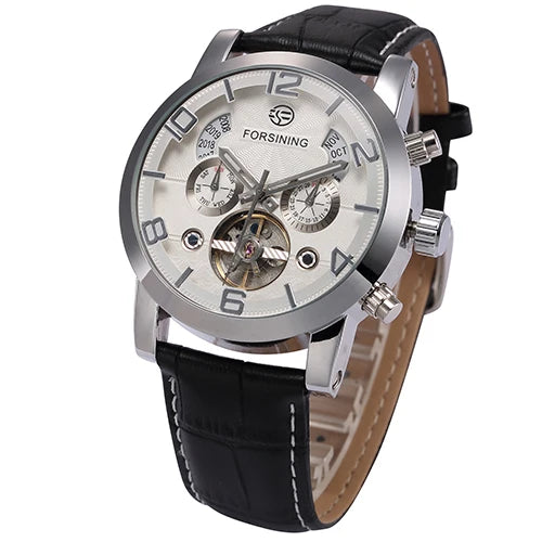 Tourbillon Leather Watch - Automatic Calendar