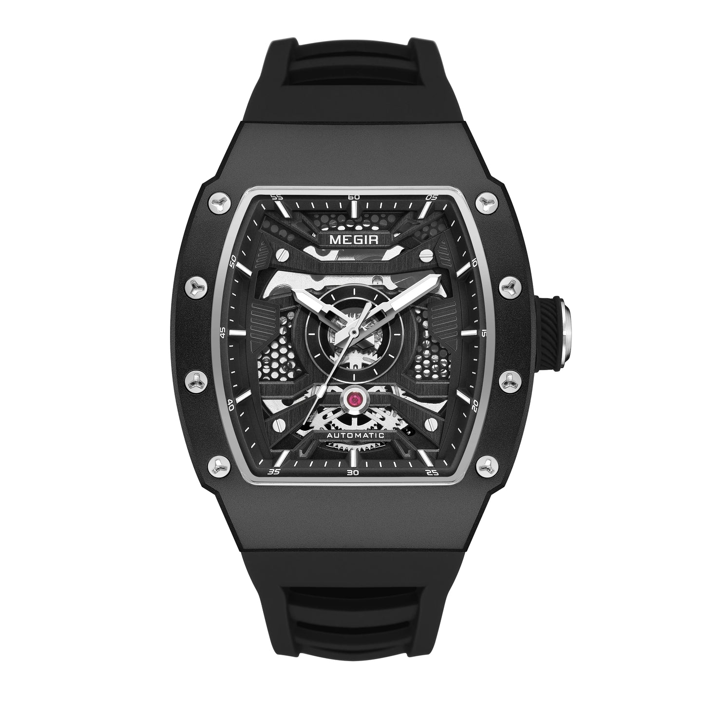 MEGIR Mens Watches Skeleton Mechanical Automatic Wristwatches Luminous Waterproof Large Dial Casual Watch Clock Gift for Men