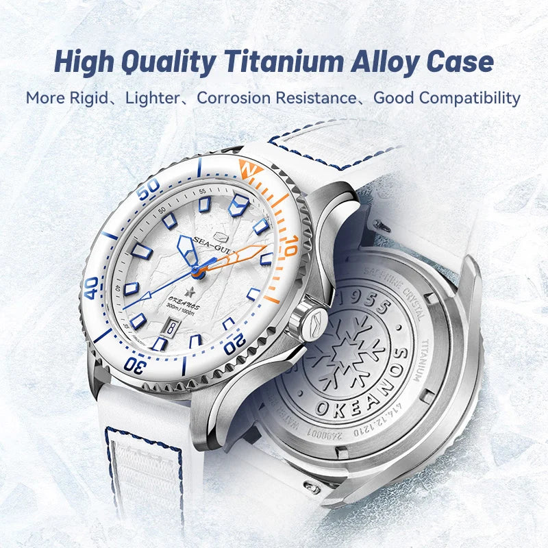 Seagull Ocean Series Pro Men Automatic Mechanical Watch Titanium Case Sapphire 300m Waterproof Luxury Diving Watches 414.12.1210