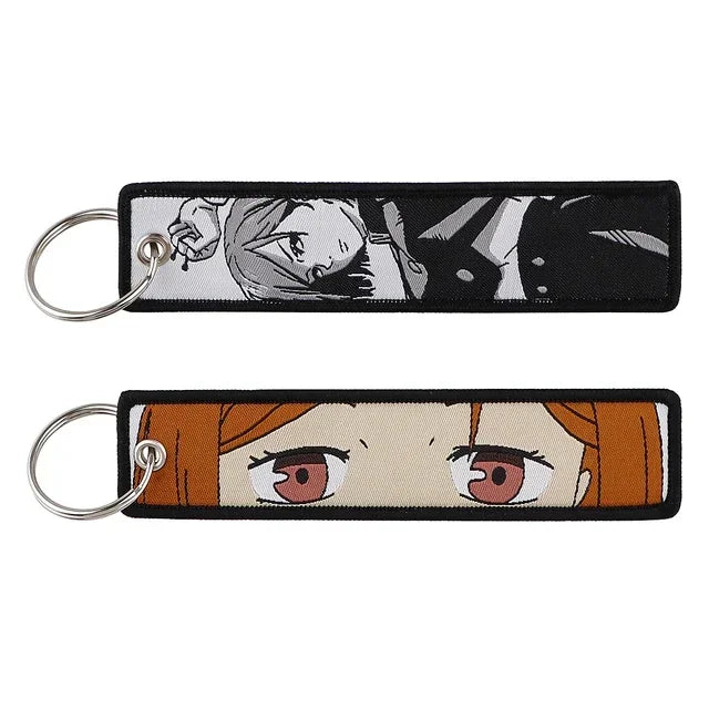 Anime Jujutsu Kaisen Satoru Gojo Geto Suguru Embroidery Key Fobs Japanese Manga Key Tag Keychain Key Ring Backpack Chaveiro