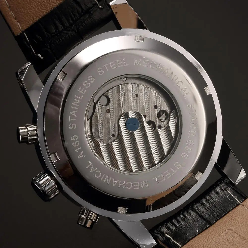 Tourbillon Leather Watch - Automatic Calendar