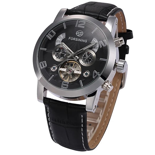 Tourbillon Leather Watch - Automatic Calendar