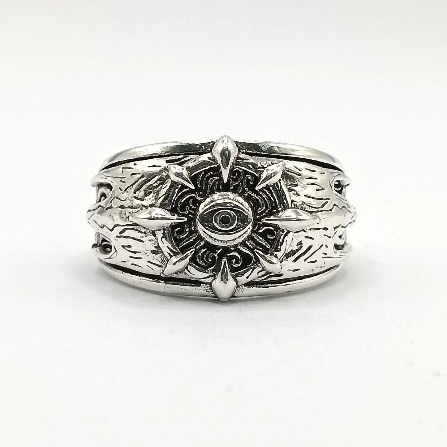 Retro “Reborn” Divine Eye Open Ring For Men Silver-plated Copper Punk Gothic Edgy Jewelry Hiphop Bikers Accessories Gift