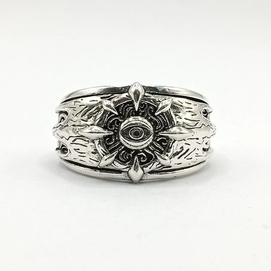 Retro “Reborn” Divine Eye Open Ring For Men Silver-plated Copper Punk Gothic Edgy Jewelry Hiphop Bikers Accessories Gift