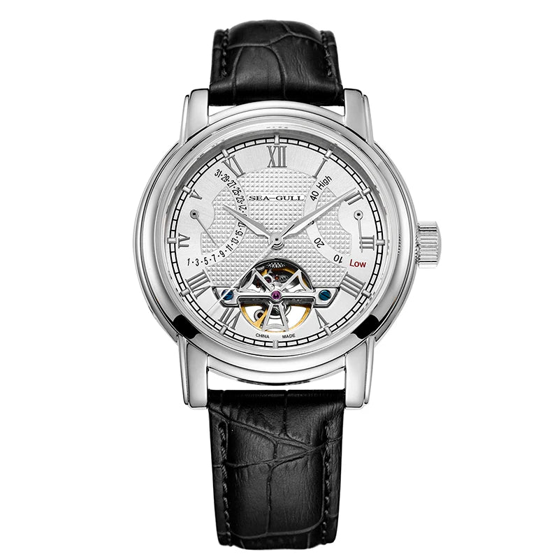 2025 New Seagull Men's Watch Automatic Mechanical Wristwatch Multi-Function Hollow Flywheel Business Simple Watch D819.622