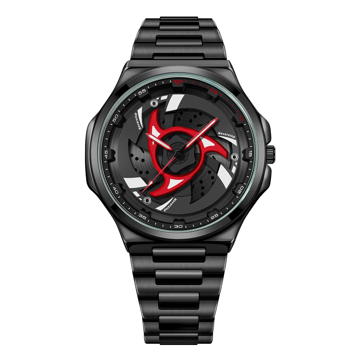 Men's Black Steel Quartz Watch - Stylish Rotating Bezel, Premium Creative Gift Idea