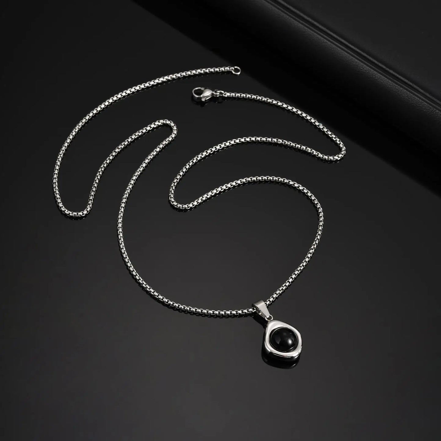 Stainless Steel Irregular Pendant Necklace for Men, Vintage Natural Agate Tiger Eye Stone Necklace, Fashion Punk Jewelry Gift