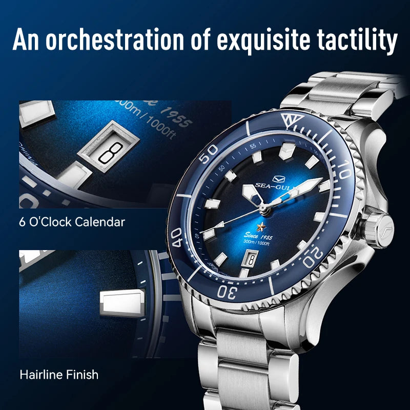 2025 Seagull Automatic Mechanical Watch Men Watch 300M Water Resistance 316L Stainless Steel Sapphire Crystal Ocean Series 1210