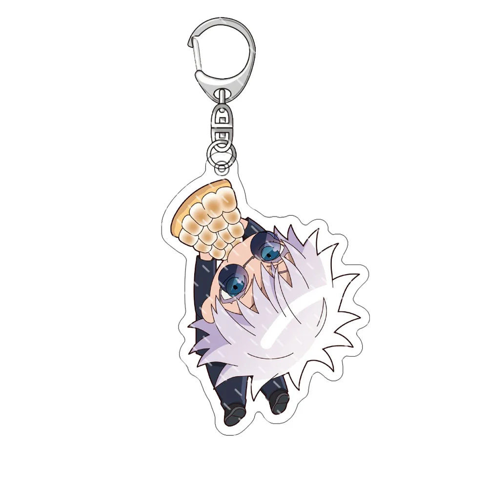 Anime Jujutsu Kaisen Pendant Keychain Car Key Chain Q Edition Satoru Gojo Key Ring Mobile Phone Bag Hanging Gift Edc Keyring