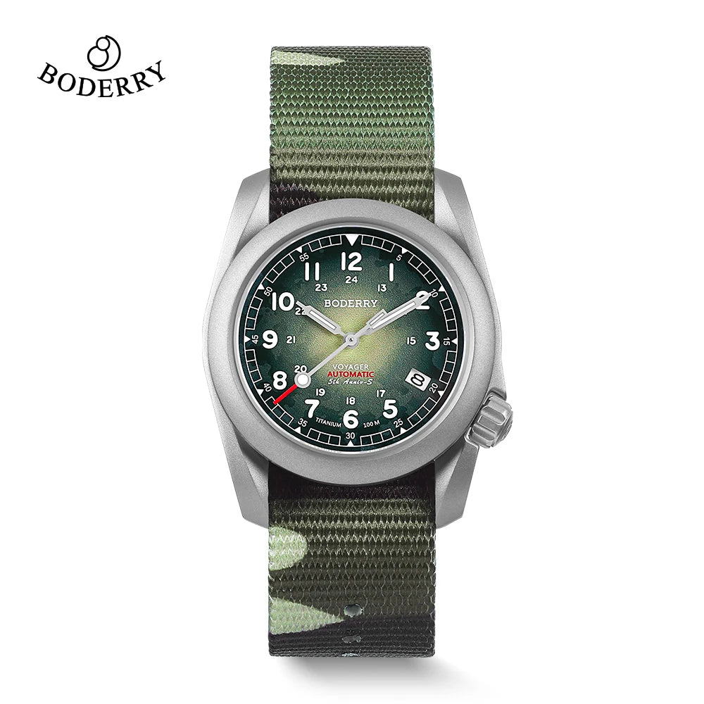 Boderry Voyager Field Watch Titanium Automatic Dive Wristwatch 100M Waterproof Titanium Bracelet For Seiko Movement Watch Men