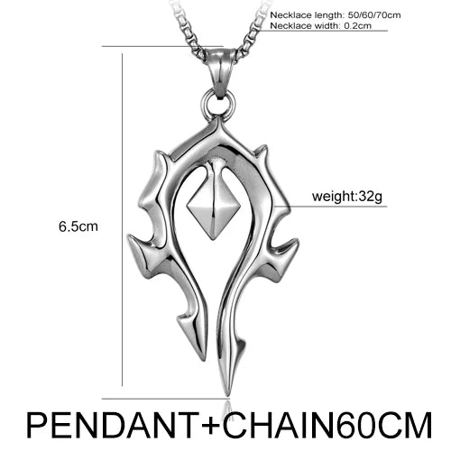Trend Street Hearthstone Legend Pendant Necklace stainless Steel World of Warcraft Tide Chain Pendant For Men Women‘s Long Chai