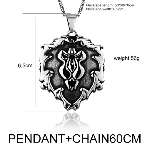 Trend Street Hearthstone Legend Pendant Necklace stainless Steel World of Warcraft Tide Chain Pendant For Men Women‘s Long Chai