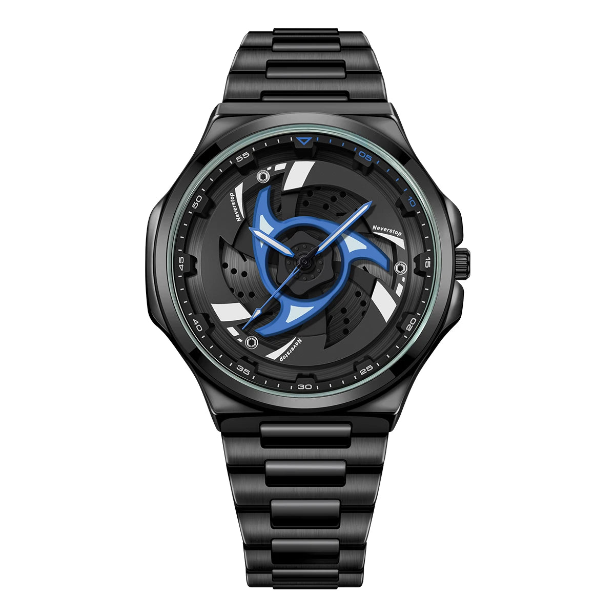 Men's Black Steel Quartz Watch - Stylish Rotating Bezel, Premium Creative Gift Idea