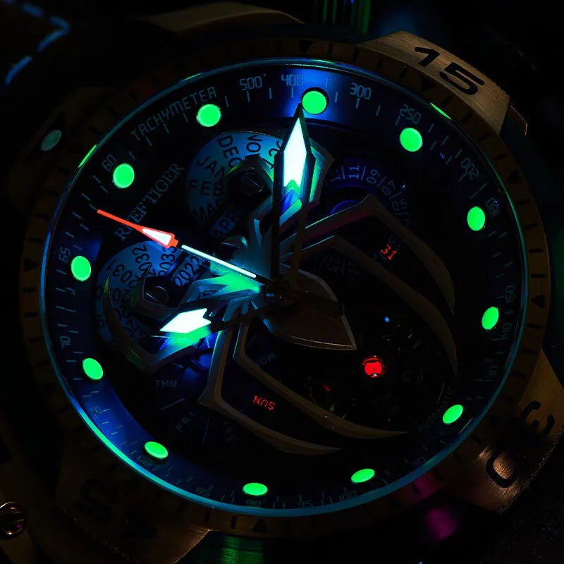 Reef Tiger/RT New Design Sport Automatic Watch Spider Dial with Year Month Perpetual Calendar Bracelet Watches RGA3532SP