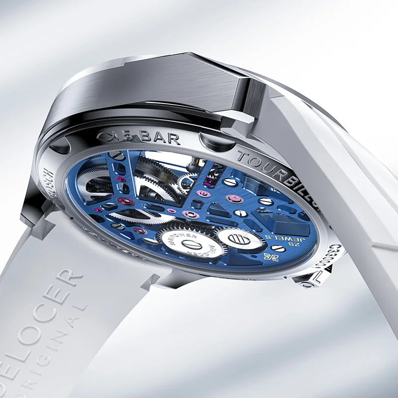 AGELOCER Original Tourbillon Watch Ceramic Bezel Men's Vogue Luxury Skeleton Manual Mechanical Watch Birthday Gift for Men