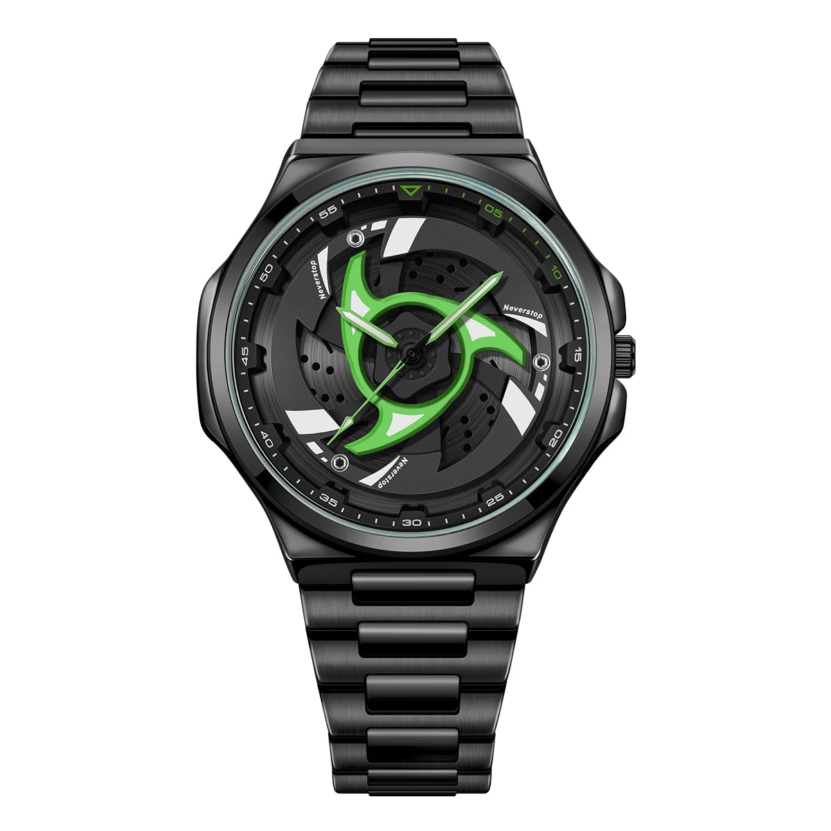 Men's Black Steel Quartz Watch - Stylish Rotating Bezel, Premium Creative Gift Idea