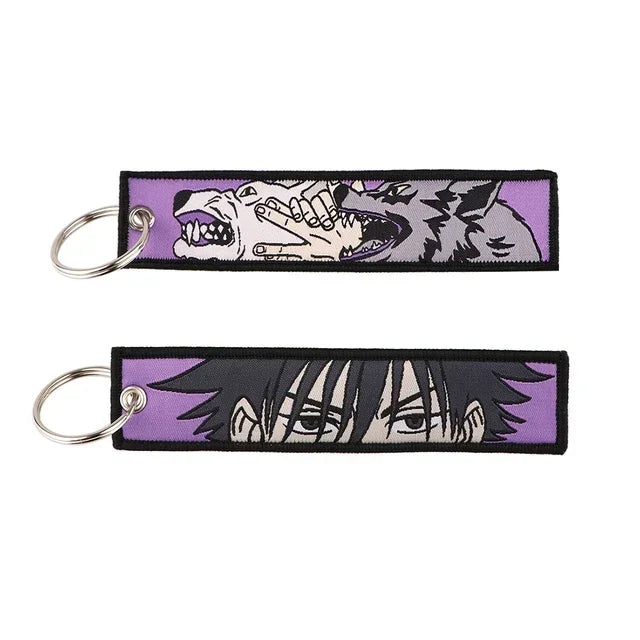 Anime Jujutsu Kaisen Satoru Gojo Geto Suguru Embroidery Key Fobs Japanese Manga Key Tag Keychain Key Ring Backpack Chaveiro