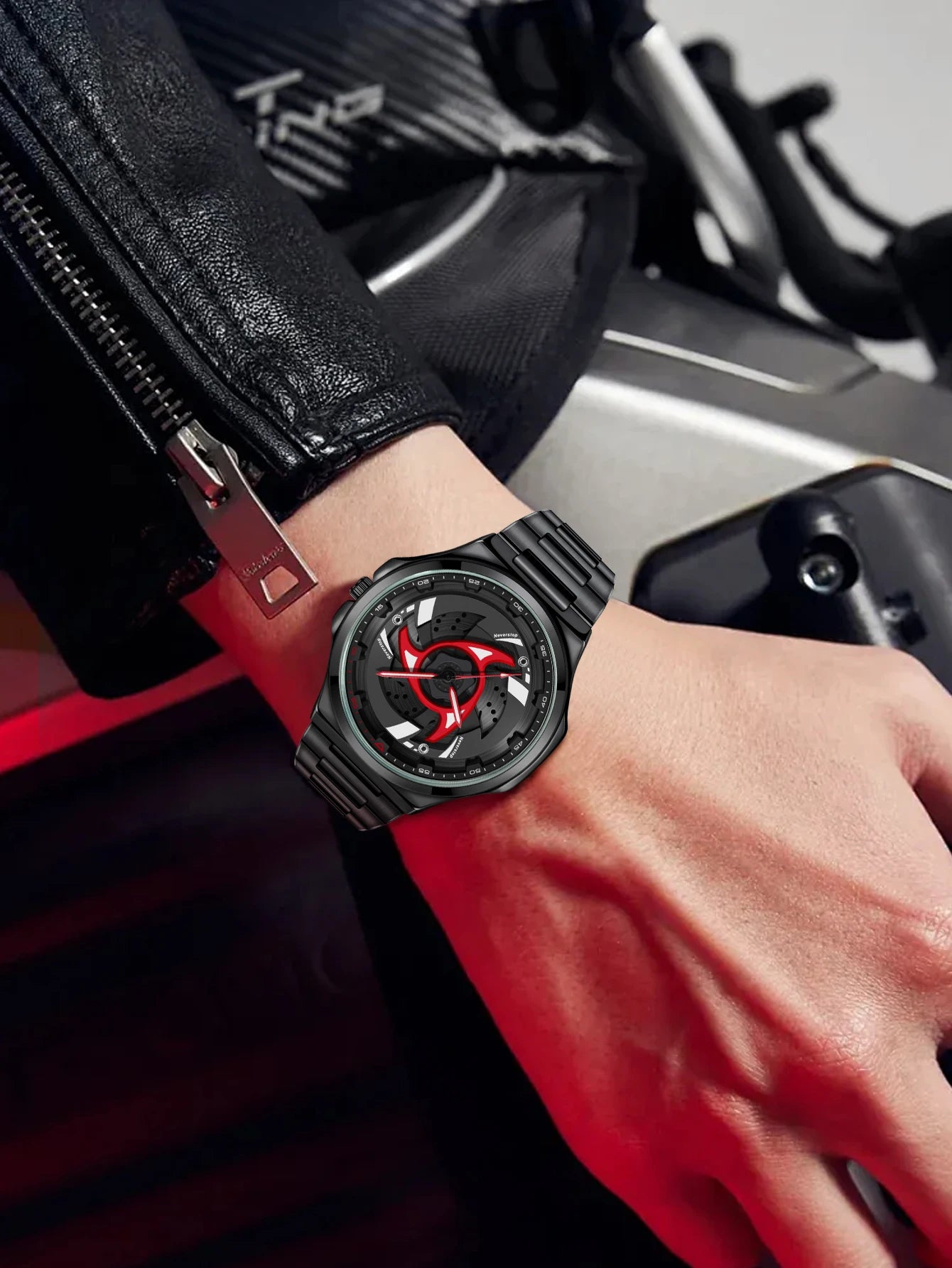 Men's Black Steel Quartz Watch - Stylish Rotating Bezel, Premium Creative Gift Idea