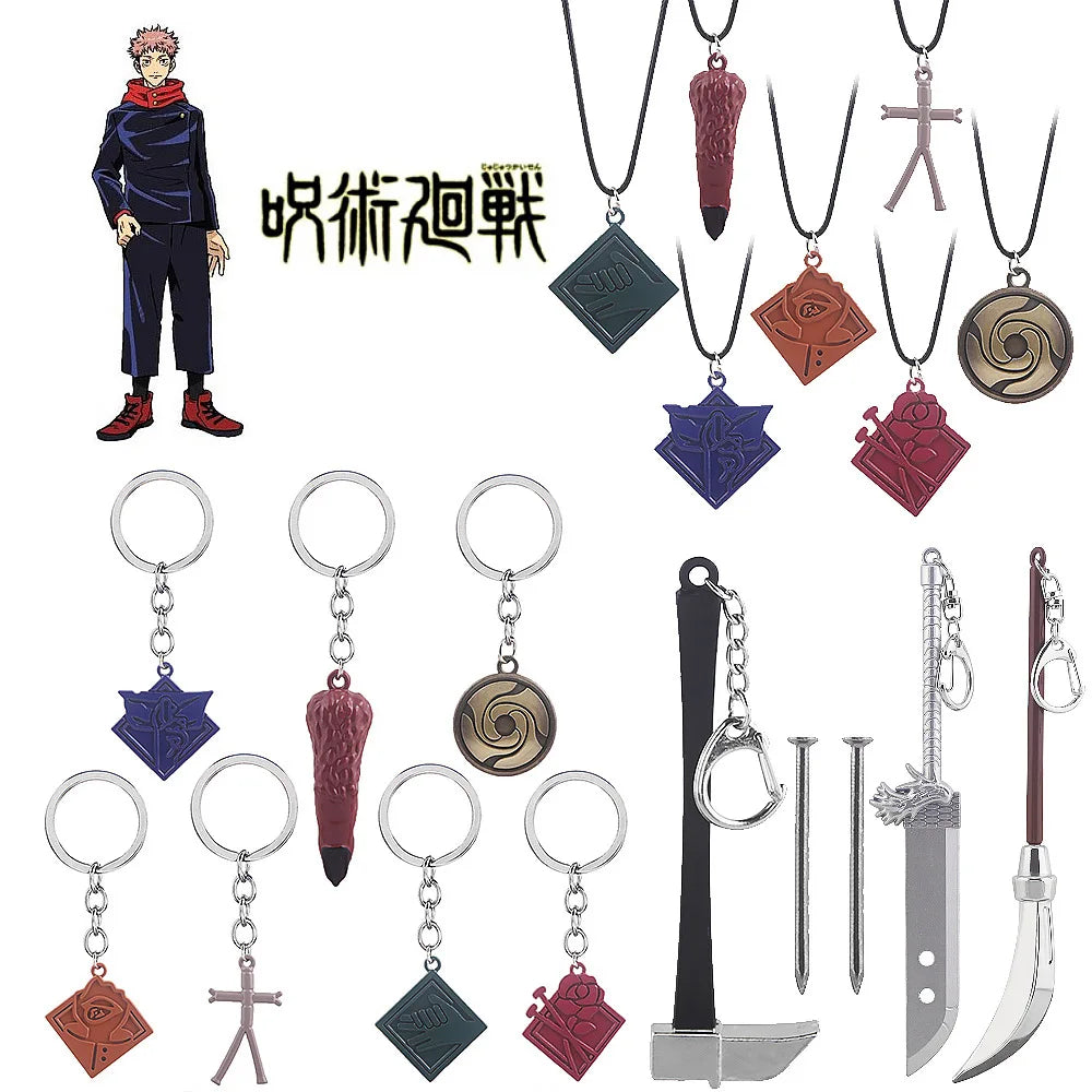 Anime Jujutsu Kaisen Keychain Kugisaki Nobara Itadori Yuji Weapon Sukuna Finger Pendant Key Chain for Women Men Keyring Jewelry