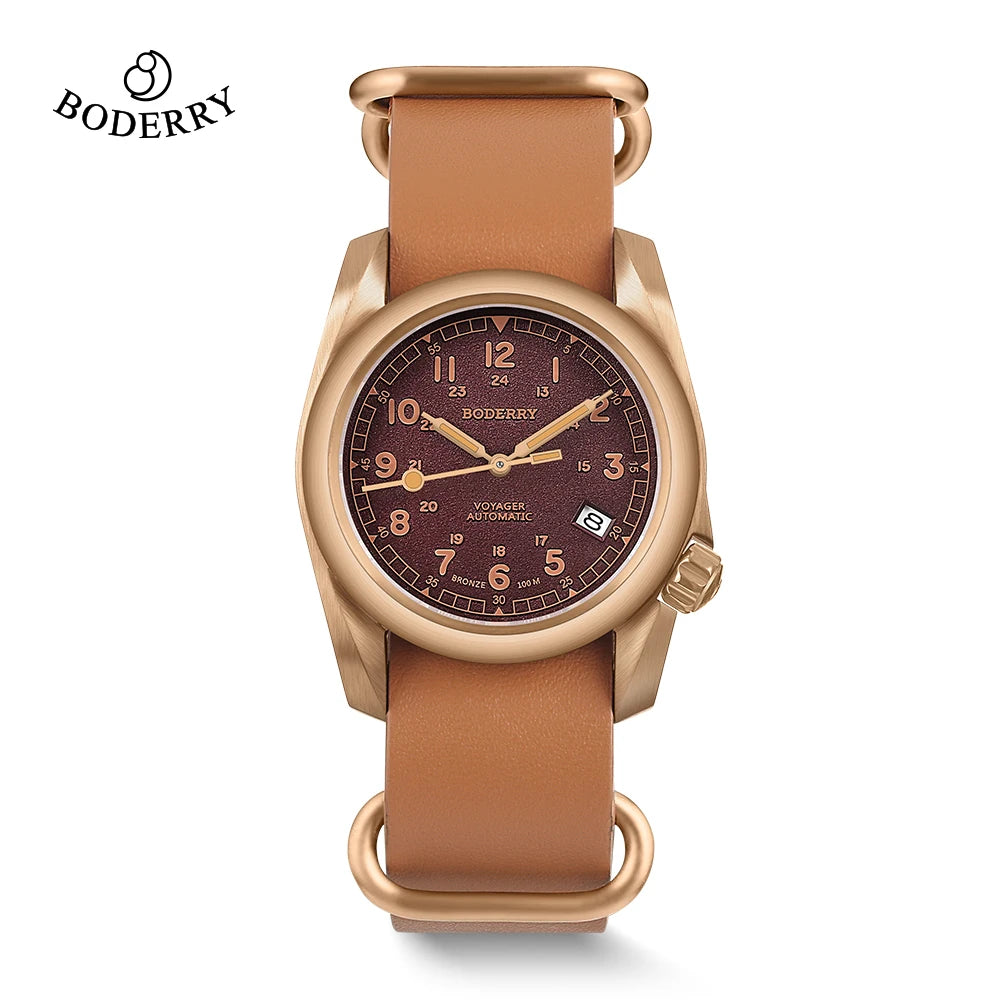 Boderry Voyager Field Watch Titanium Automatic Dive Wristwatch 100M Waterproof Titanium Bracelet For Seiko Movement Watch Men