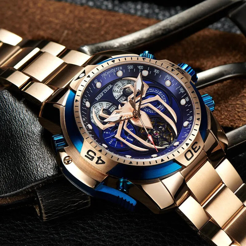 Reef Tiger/RT New Design Sport Automatic Watch Spider Dial with Year Month Perpetual Calendar Bracelet Watches RGA3532SP