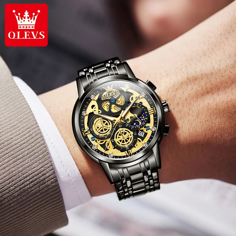 OLEVS Popular men watches fashion trendy 30m waterproof quartz watch for man date luminous Original brand Chronograph wristwatch