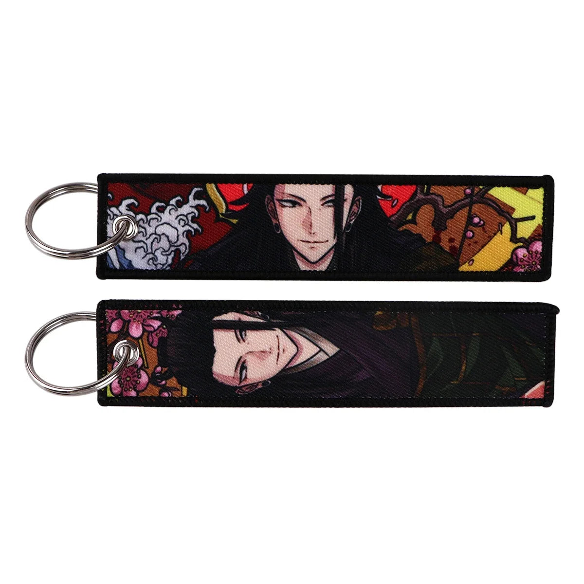 Anime Jujutsu Kaisen Satoru Gojo Geto Suguru Embroidery Key Fobs Japanese Manga Key Tag Keychain Key Ring Backpack Chaveiro