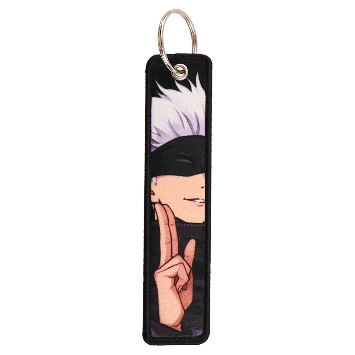 Anime Jujutsu Kaisen Satoru Gojo Geto Suguru Embroidery Key Fobs Japanese Manga Key Tag Keychain Key Ring Backpack Chaveiro