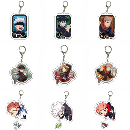 Jujutsu Kaisen Anime Keychain Itadori Yuji Gojo Satoru Cartoon Acrylic Bag Tag Keyring Pendant Cos Accessory