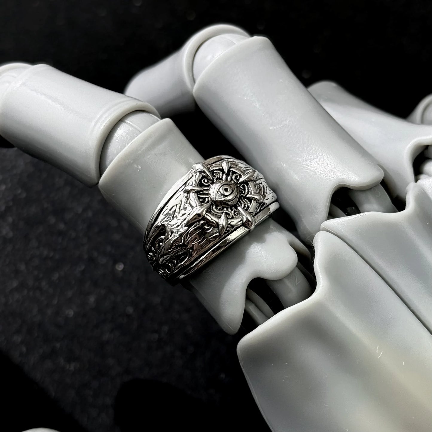 Retro “Reborn” Divine Eye Open Ring For Men Silver-plated Copper Punk Gothic Edgy Jewelry Hiphop Bikers Accessories Gift