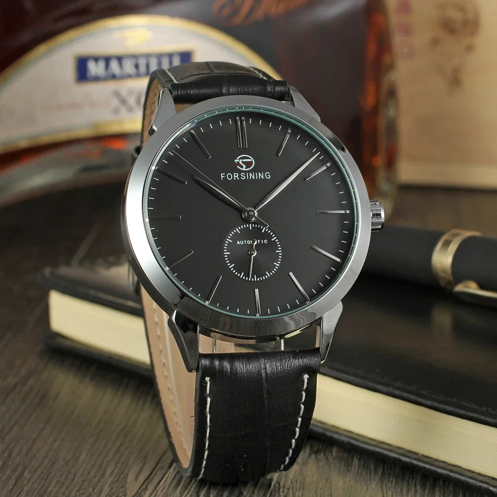 FORSINING Casual fashion mechanical Watch Small circle second nail scale Penetrable mechanical watch Circular belt Men's Watch