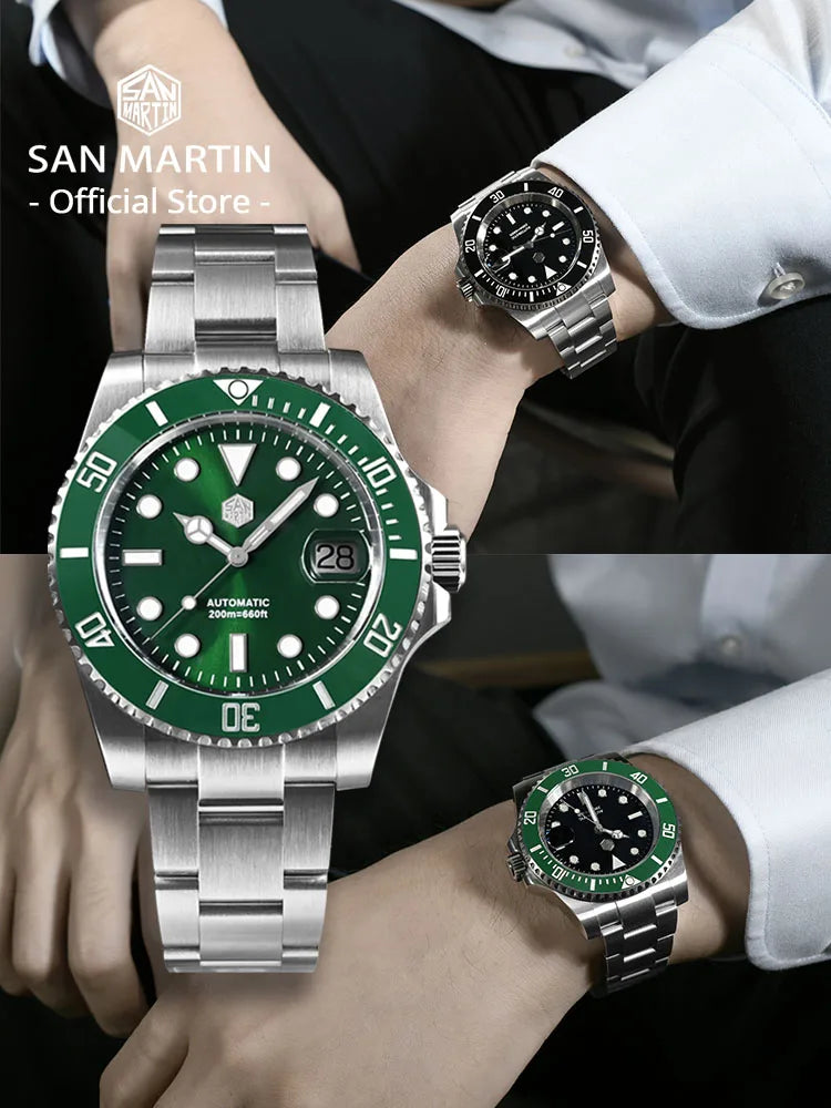 San Martin Upgraded Version 40mm Water Ghost Diver Watch Men Luxury Automatic Mechanical Watches Sapphire Waterproof 200m SN0017