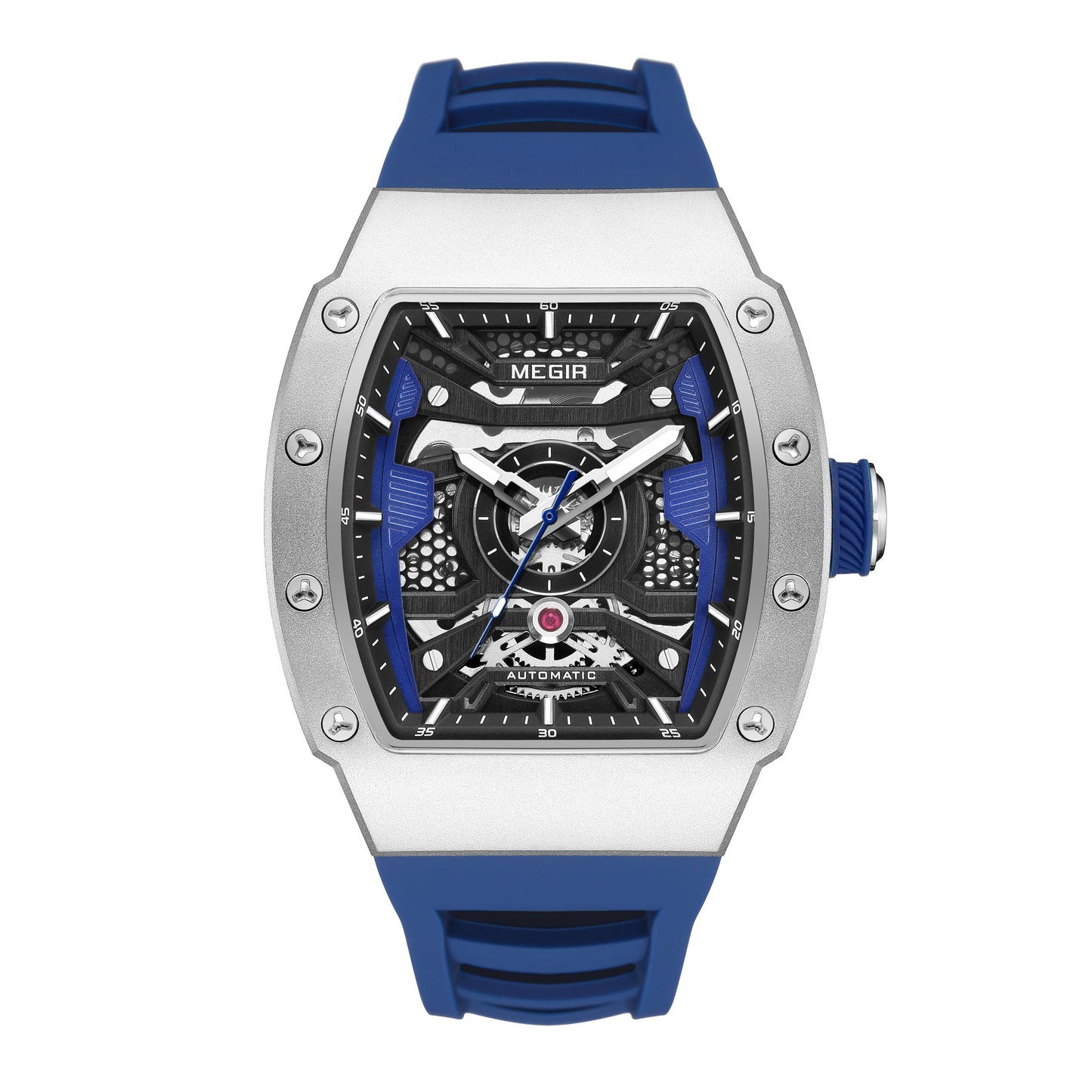 MEGIR Mens Watches Skeleton Mechanical Automatic Wristwatches Luminous Waterproof Large Dial Casual Watch Clock Gift for Men