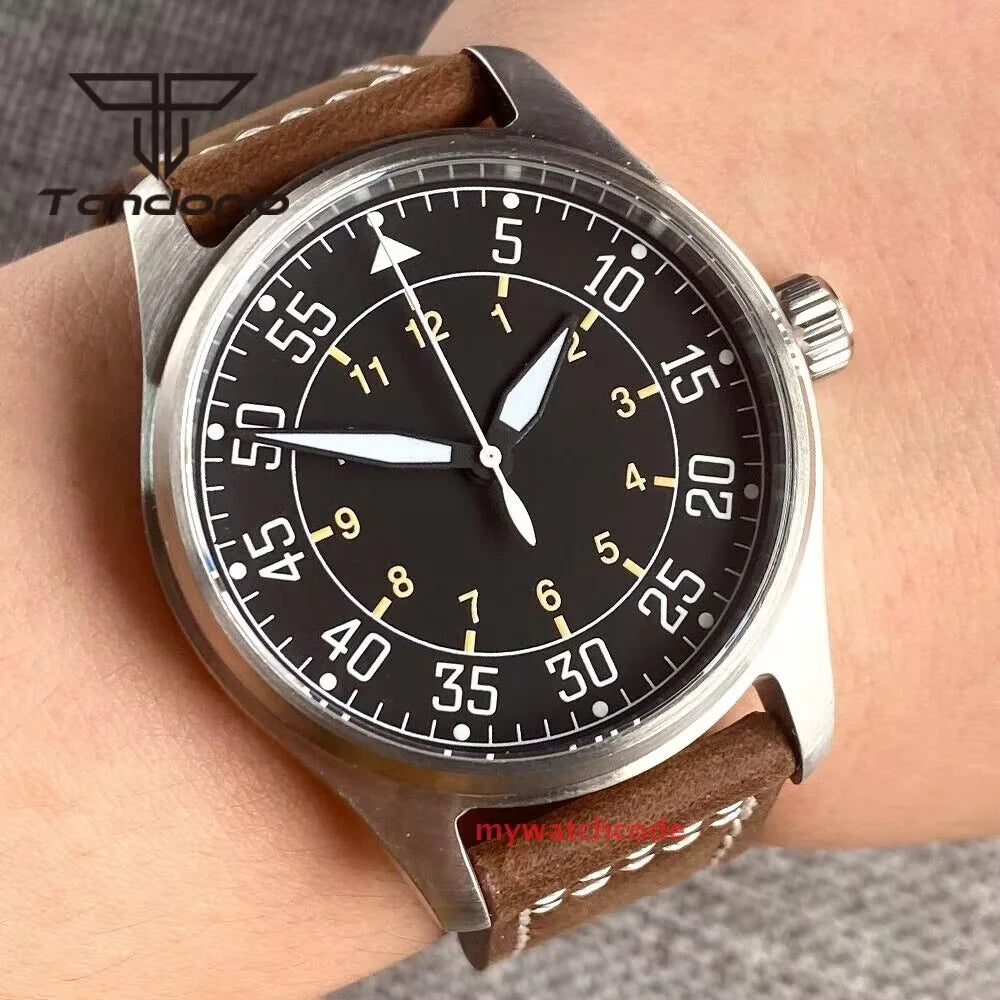 Tandorio Titanium/Stainless Steel 39mm Dive Men's Pilot Automatic Watch NH35/PT5000/Miyota 8215 Movt Date AR Sapphire Lume 20BAR