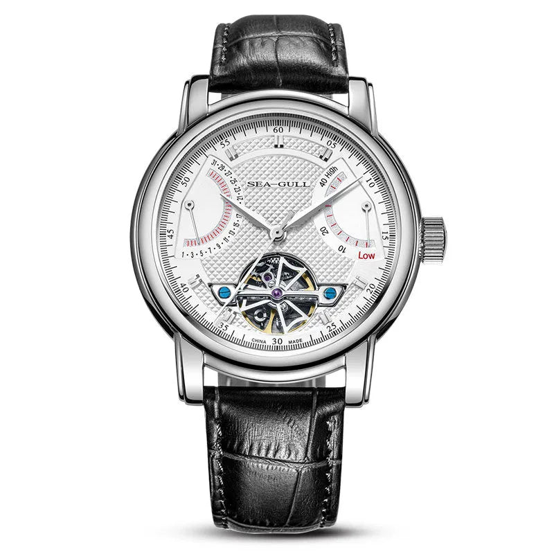 2025 New Seagull Men's Watch Automatic Mechanical Wristwatch Multi-Function Hollow Flywheel Business Simple Watch D819.622