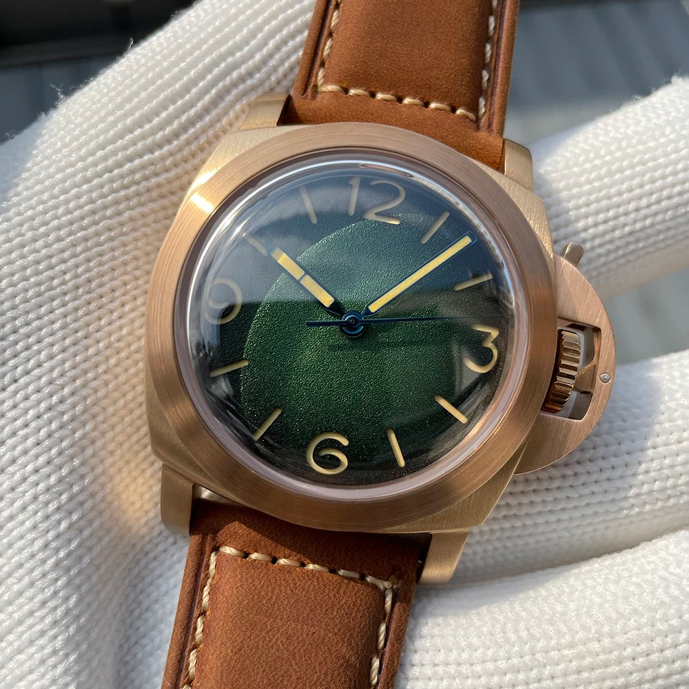 STEELFLIER SF765S Bronze Mechanical Watch NH35 Auto Movement Swiss Green Luminous Men Luxury Wristwatch Transparent Bottom Cover