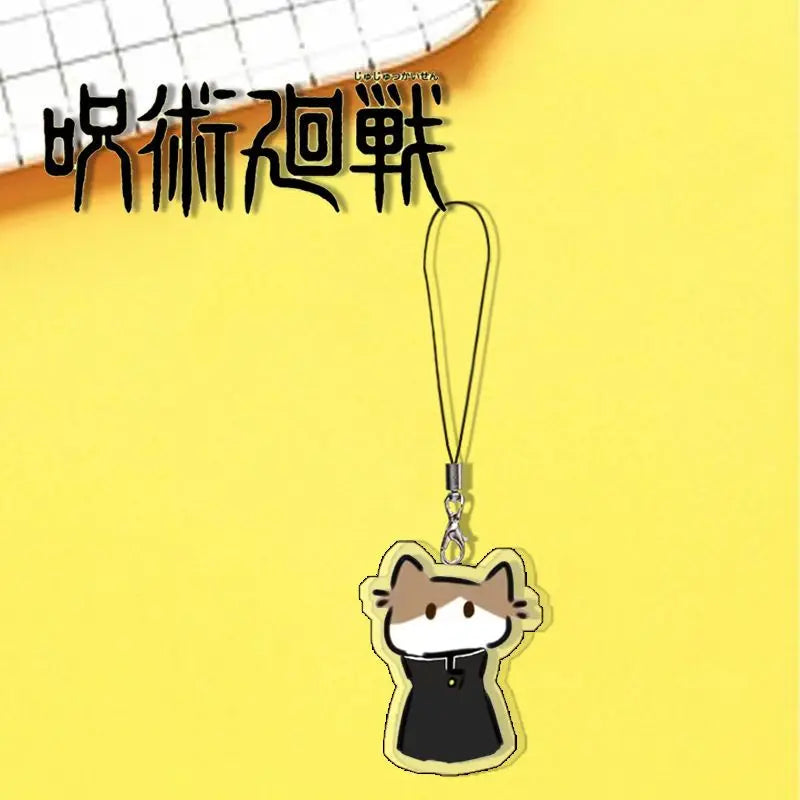 Anime Jujutsu Kaisen Itadori Yuji Satoru Gojo Suku Cartoon Cute Q Cat Keychain Backpack Pendant Mobile Phone Accessories Gifts