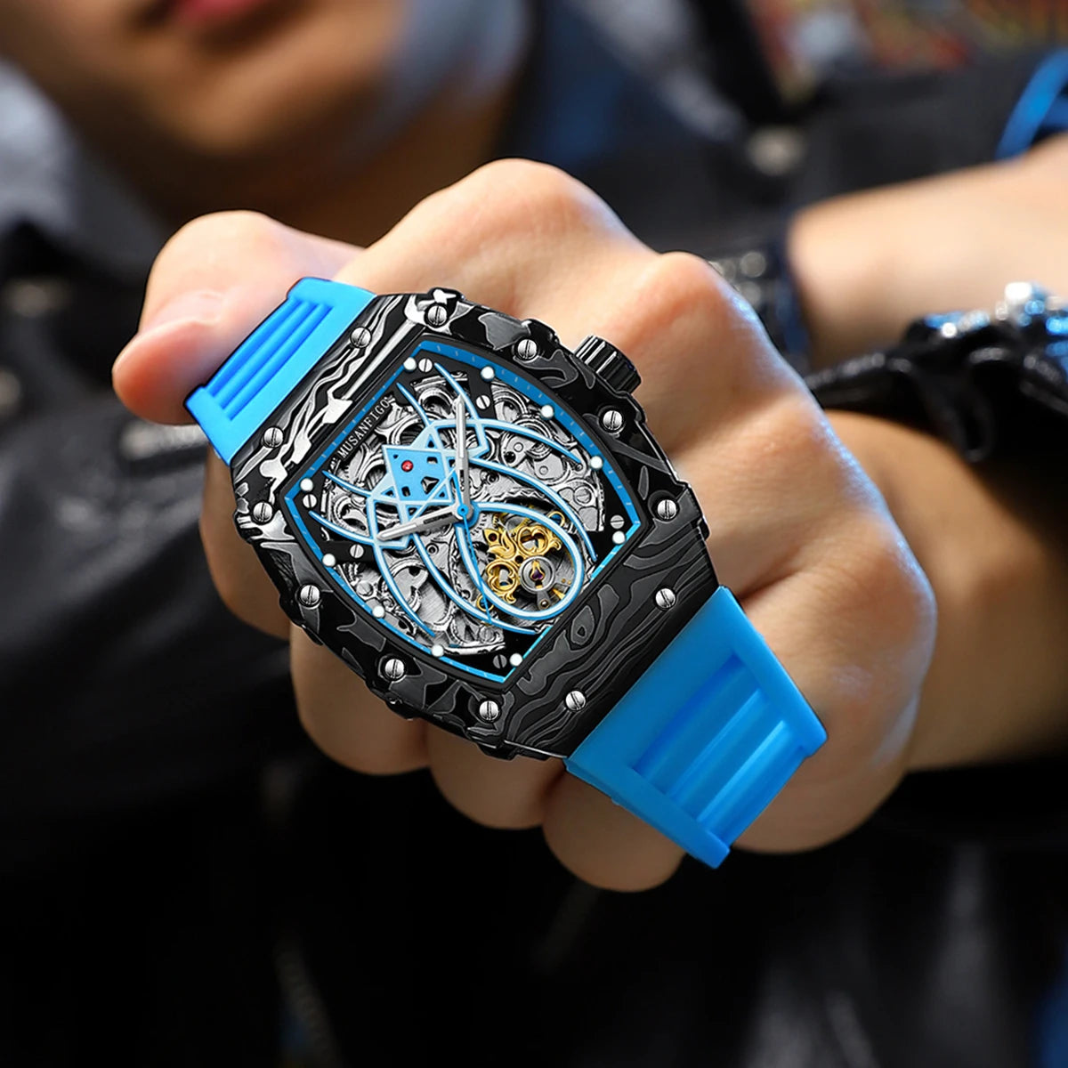 MUSANFIGO Men's Automatic Mechanical Watch Fashion Night Glow Waterproof Watchfather's day gift