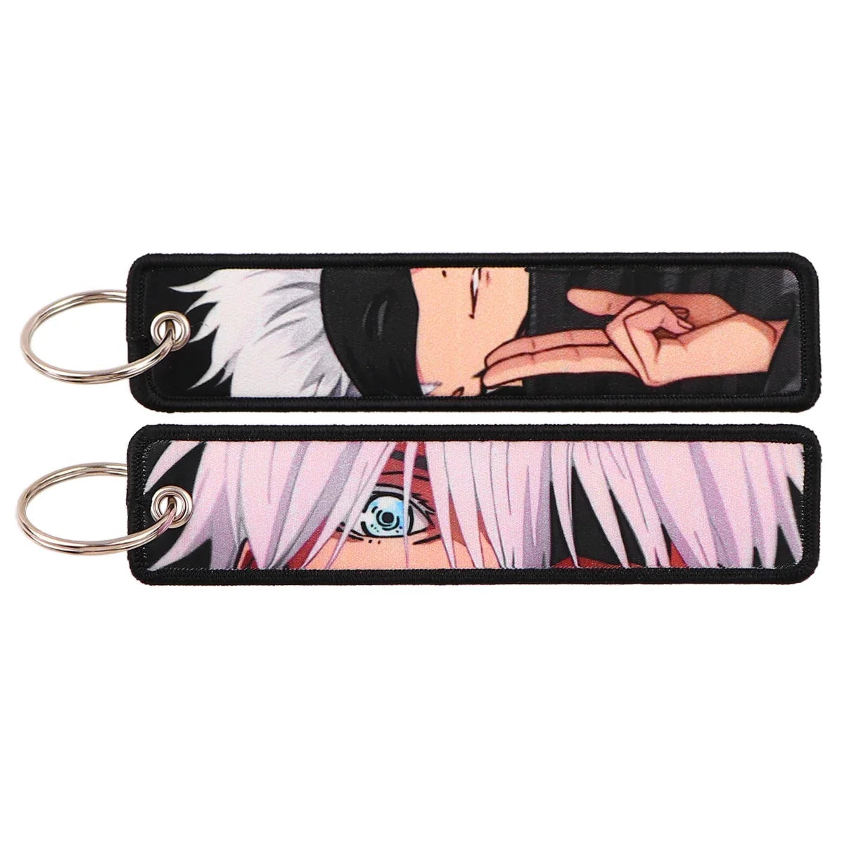 Anime Jujutsu Kaisen Satoru Gojo Geto Suguru Embroidery Key Fobs Japanese Manga Key Tag Keychain Key Ring Backpack Chaveiro