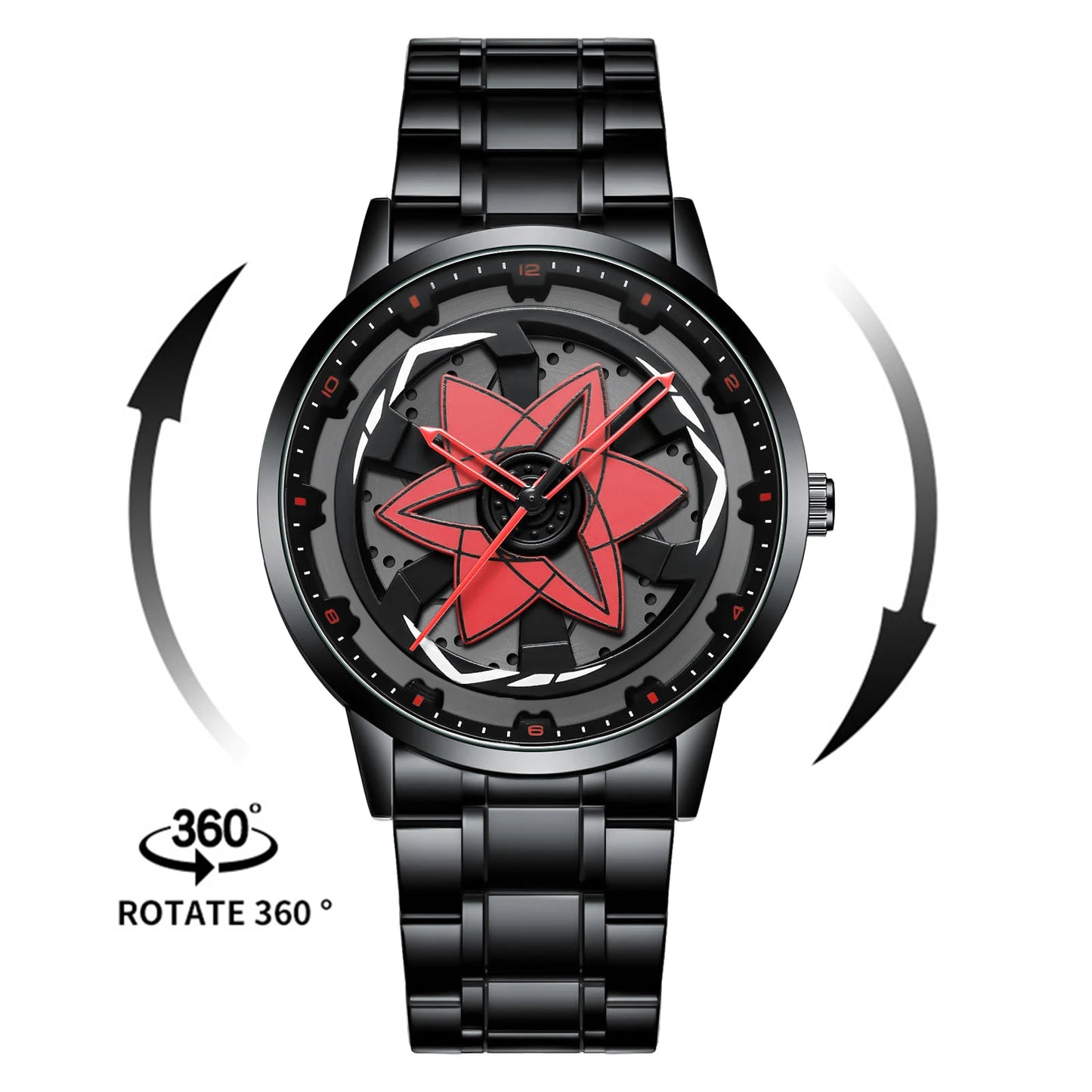 Kaleidoscope Sharingan Rotary Dial Watch 3D Japanese Anime Dial Quartz Men's Watch Top Brand Luxury Waterproof Fashion Men Watch