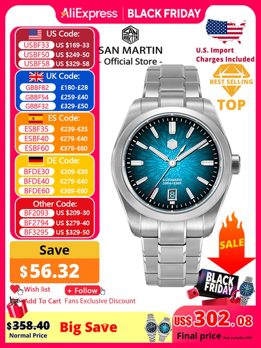 San Martin 39mm SN0144 "JianZhan" Gada Watch Miyota 9015 Original Design Chinese Style Dress Men Automatic Mechanical Watches