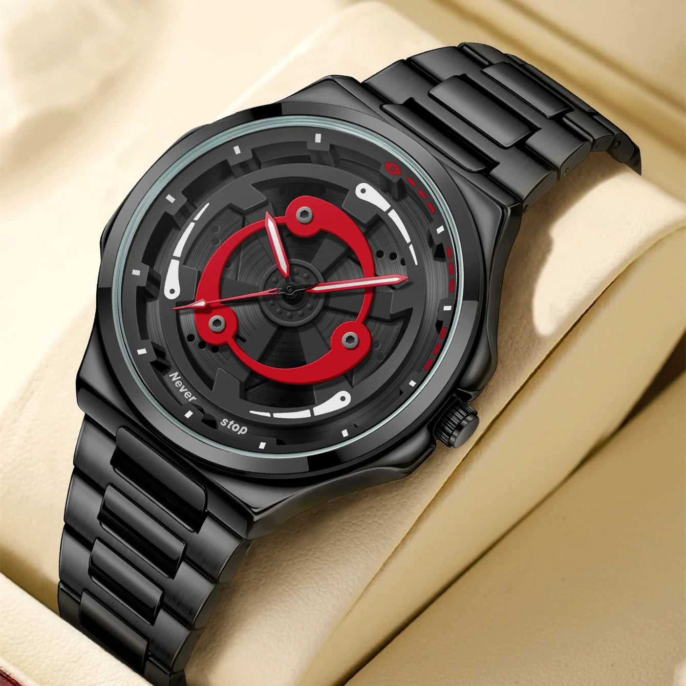 Kaleidoscope Sharingan Rotary Dial Watch 3D Japanese Anime Dial Quartz Men's Watch Top Brand Luxury Waterproof Fashion Men Watch