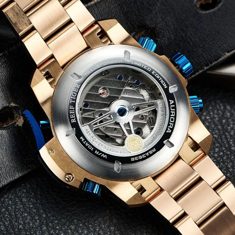 Reef Tiger/RT New Design Sport Automatic Watch Spider Dial with Year Month Perpetual Calendar Bracelet Watches RGA3532SP