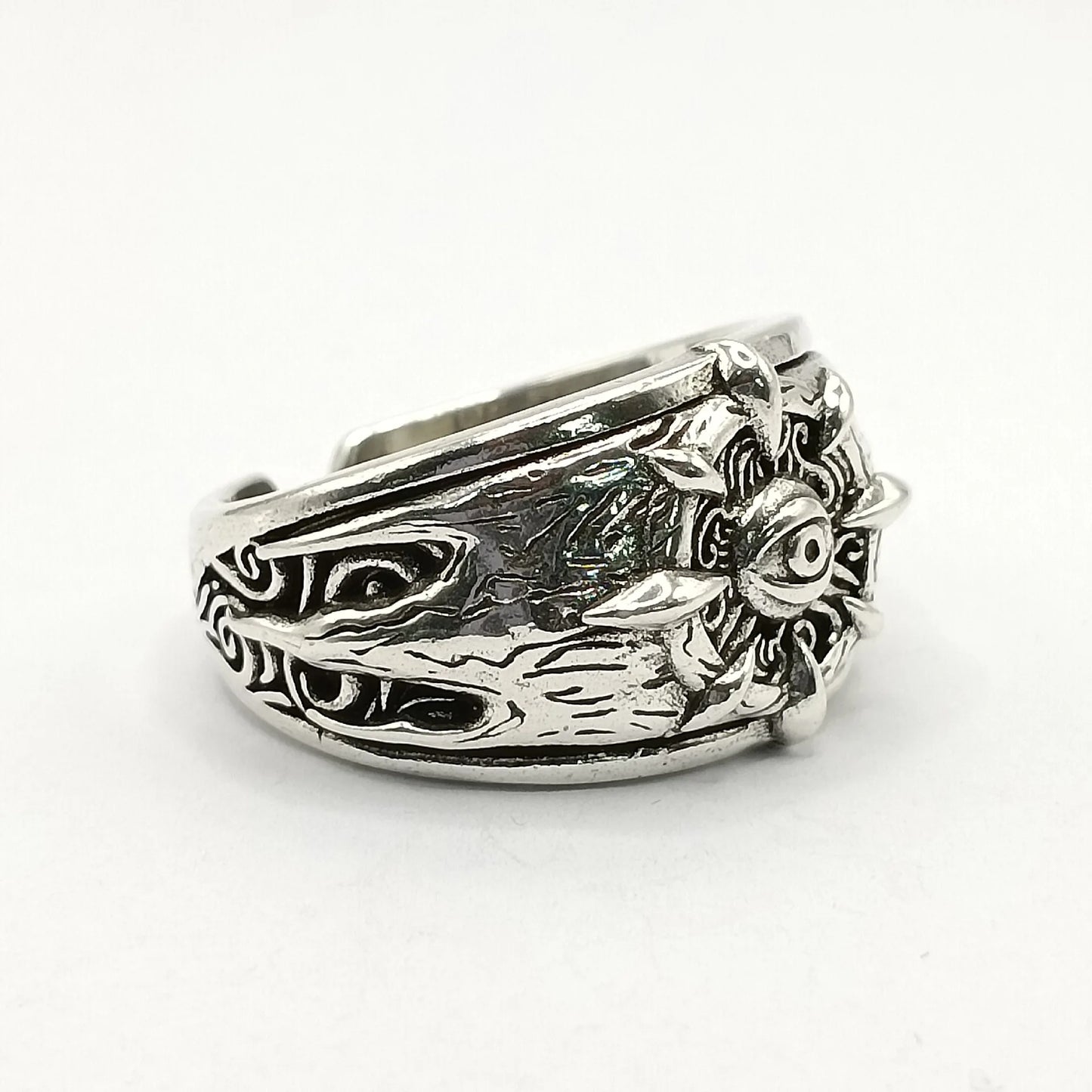 Retro “Reborn” Divine Eye Open Ring For Men Silver-plated Copper Punk Gothic Edgy Jewelry Hiphop Bikers Accessories Gift