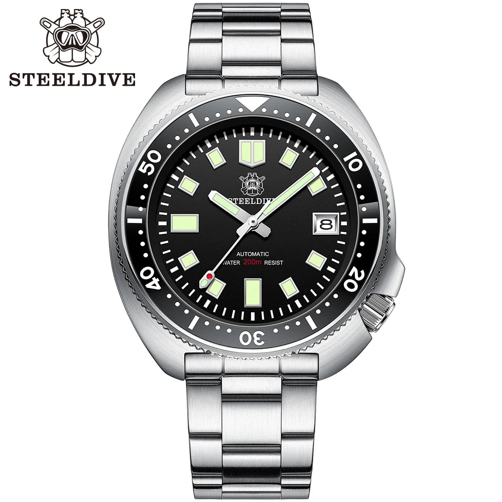 STEELDIVE SD1970 Automatic Mechanical Diver Watch Captain Willard NH35 Watches TURTLE Homage Water Resistant 200M Dive Watch Men