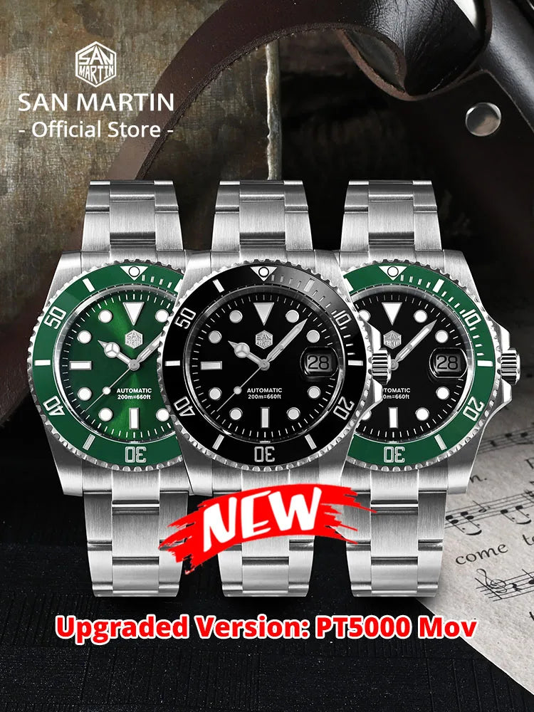 San Martin Upgraded Version 40mm Water Ghost Diver Watch Men Luxury Automatic Mechanical Watches Sapphire Waterproof 200m SN0017