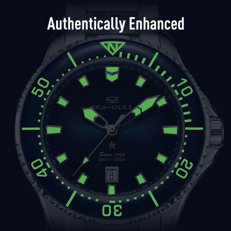 2025 Seagull Automatic Mechanical Watch Men Watch 300M Water Resistance 316L Stainless Steel Sapphire Crystal Ocean Series 1210