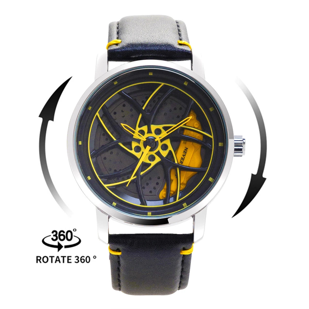 3D Sports Car Wheel Hub Mens Watches Spinnning Wholesale Cartoon Characters Watches Quartz Waterproof 360 Rotate Reloj Hombre