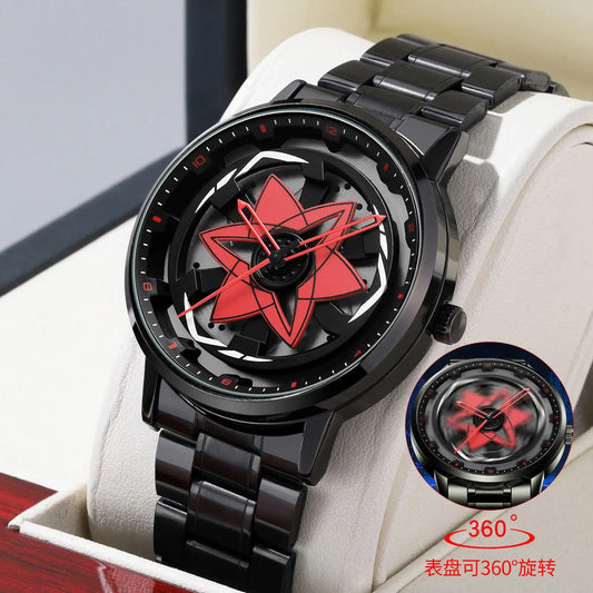 Kaleidoscope Sharingan Rotary Dial Watch 3D Japanese Anime Dial Quartz Men's Watch Top Brand Luxury Waterproof Fashion Men Watch