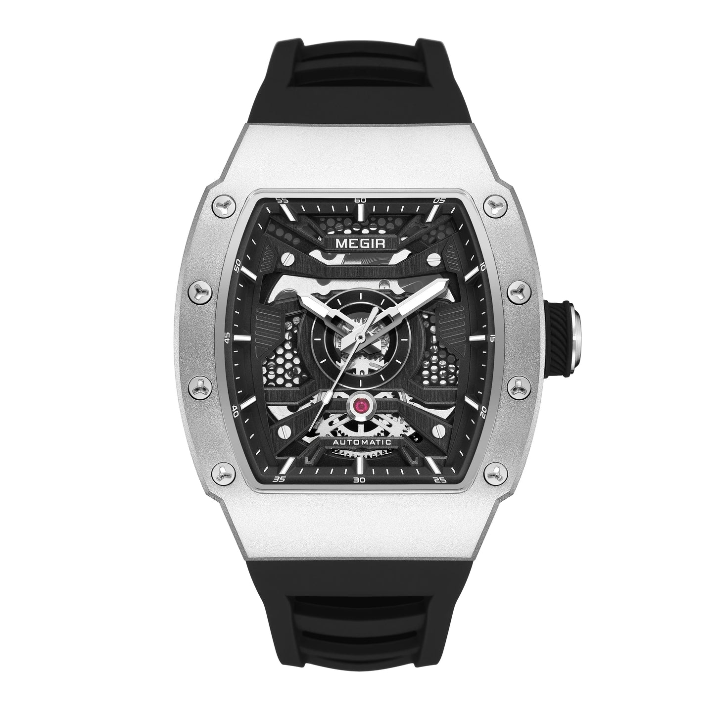 MEGIR Mens Watches Skeleton Mechanical Automatic Wristwatches Luminous Waterproof Large Dial Casual Watch Clock Gift for Men